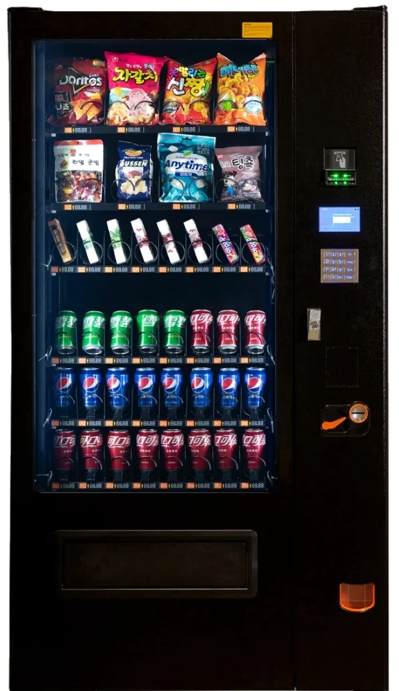 Máquina combo de snacks y bebidas, 4 anchos